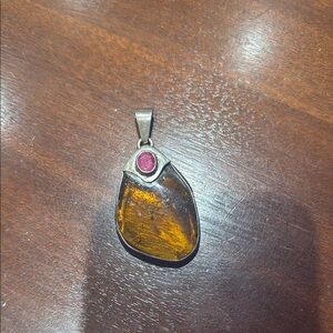 Amber and Ruby Pendant